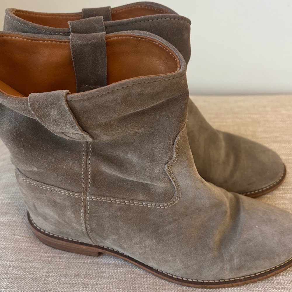 Isabel Marant Dicker Suede Ankle Boots | Size 37 | Taupe